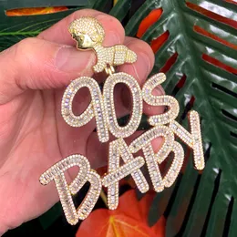 Cute Boy Bail pendant New Design Hip Hop Jewelry Full Paved 5A Cubic Zirconia CZ Iced Out Bling Letter 90'S Baby Pendants Necklace