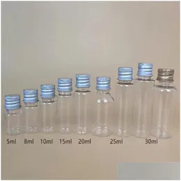 Storage Boxes Bins Box Household Sundries 25Ml Transparent/White Mini Plastic Pet Bottle Chemical Vial Reagent Container With Alum Dhfoe