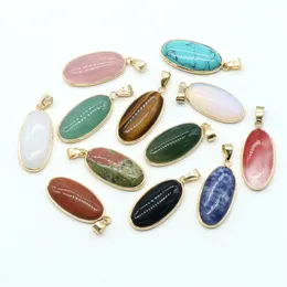15x30mm Natural Crystal Stone Agates Cute Oval Shape Pendant Necklace Gemstone Pendants Crystal Stones