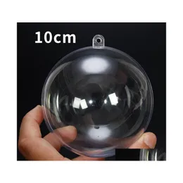 Juldekorationer 100 mm klar plastfyllningsbara ornament boll runda transparenta stöten festivalparty bröllop bollar droppe dhllu