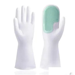 Cleaning Gloves Sile Kitchen Dishwashing Soft Scrubber Rubber Dish Washing Tools Household Gadgets Drop Delivery Home Garden Houseke Dhbcl