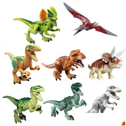 Minifig MOC Dinosaur Series Building Bricks Sortiment of Boys and Girls Figurines för födelsedagsfestgåva gynnar minifigurer Drop D DHHL3