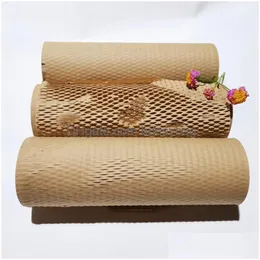 Gift Wrap 40M Brown Honeycomb Kraft Roll For Wedding Birthday Party Handmade Craft Paper Poster Packaging Drop Delivery Home Garden Dhdym