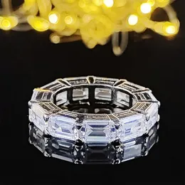 Nowa modna księżniczka 925 Sterling Srebrna Estetyczna Estetyczna Eternity Band Pierścień dla kobiet Lady Anniversary Gift Biżuter