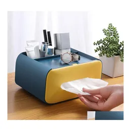 Tissue Boxes Napkins Kitchen Box Mtifunction 21X16X11.5Cm Home Office Storage Desktop Remote Controller Organizer Drop Delivery Ga Otvl0