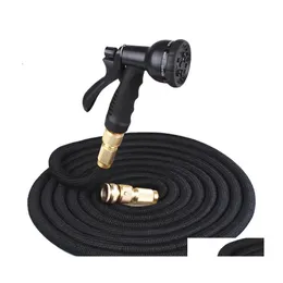 Watering Equipments 25Ft Retractable Hose Natural Latex Expandable Garden Washing Car Fast Connector Water With Gun Dbc Dro Homefavor Dhxny