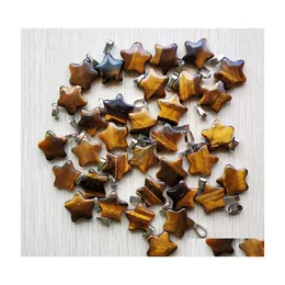 Charms Tigers Eye Five Point Star Shape DIYジュエリーのためのペンダント卸売ドロップ配信調査結果コンポーネントDHUVR