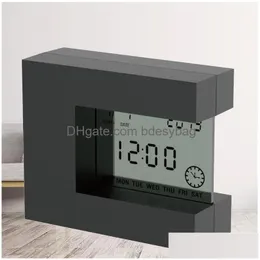 Bureau Tafelklokken Wekker Digitaal Voor Thuiskantoor Horloge LCD Modern Met Kalender Datum Countdown Timer Batterij Drop Levering Ga Dhlnr