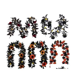 Decorative Flowers Wreaths 180Cm Black Halloween Decoration Halloweenhome Interior Simation Maple Leaf Decorations Drop Delivery H Dhiny