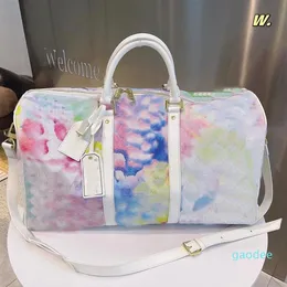 2021 neue stil luxus reisetasche leder aquarell muster schulter taschen handtasche umhängetasche graffiti spritzen tinte eimer taschen237z