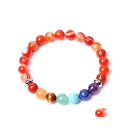 Arti e mestieri 7 chakra 8mm rossa pietra rossa pietra in perline filatura perline rotonde perle braccialetti yoga di energia curativa per uomini donne gioielli s dh8zp