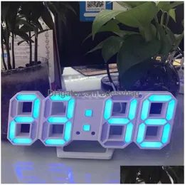 Desk Table Clocks Led Digital Wall Clock Alarm 3D Date Time Celsius Nightlight Display Living Room Bedroom Desktop Drop Delivery H Dhnyh