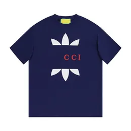 Plus-T-Shirt und Poloshirt für Herren, 100 % Baumwolle, 2023SS-Buchstaben-Jacquard-Kurzarm-Sweatshirt mit Rundhalsausschnitt g55e3