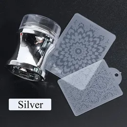 Nail Art Templates Stamper Manicure Scraper Polish Transfer Template Kits With Cap Stamping Plate 1Set Clear Silicone Head Mirror280H