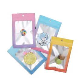 100pcs lote de alum￭nio com papel z￭per para gradiente hologr￡fico bolsas coloridas ornamentos de joias bolsas de embalagem de beleza de unha