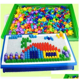 Puzzles 296 Pieces Boxpacked Grain Mushroom Nail Beads Intelligent 3D Puzzle Games Jigsaw Board For Children Kids Educational Toys W Dhm10