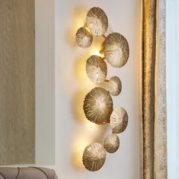 Wall Lamp Nordic Copper Lotus Leaf Post Modern Personality Gold Sconce Bedroom Bedside Creativity Lights G9 Led