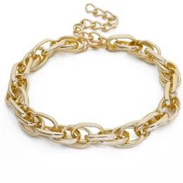Personalisierte Mode große Retro Ketten Halskette für Frauen Twist Gold Farbe klobige dicke Schloss Halsband Kette Halsketten Party Schmuck