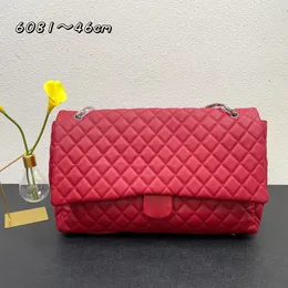 Maxi Caviar Flap Airport Designer Borse Borse trapuntate di grande capacità Hardware argento dorato Multi Pochette Donna Borsa a tracolla all'aperto Sacoche 46x14x26CM