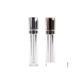 Packing Bottles Wholesale 8Ml Plastic Lip Gloss Packaging Containers Gold Sier Square Clear Tube Liquid Lipgloss Refillable Bottle D Dhzus