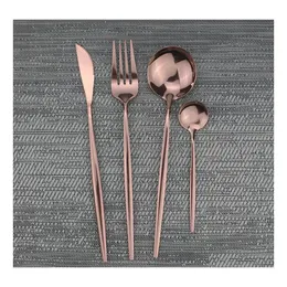 Spoons Highend 304 Stainless Steel Cutlery Set Knife Fork Spoon Rose Gold Inventory Wholesale Drop Delivery Home Garden Kitchen Dini Dhwp6