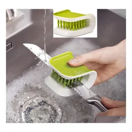 Temizlik fırçaları ushaped çift taraflı bıçak fırça bıçağı ve çatal bıçak takımı temiz çatal çubukları araç mutfak aksesuarları envanter dh8pu