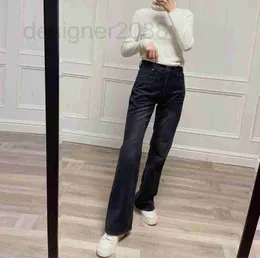 Jeans de mujer diseñador P Cintura alta negro trompeta temperamento suburbano estilo urbano hit jeans MPG1