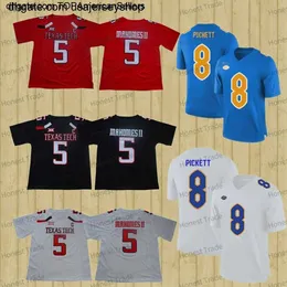 NCAA 5 Patrick Mahomes II Football Jersey Texas Tech Red College Black Man Pitts 8 Kenny Pickett Blue White J