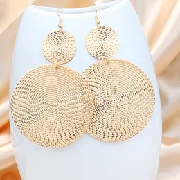 Classic Women's Big Round Gold Color Alloy Dangle Earrings Oorbellen Hangers Ethnic Earring Fashion Jewelry