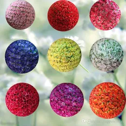 Elegant Artificial Decorative Silk Flowers Rose Kissing Ball DIY Craft Ornament For Wedding Party Decoration Supplies