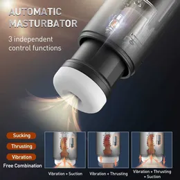 Masturbatore Sex Toy Automatic Male s Cup con 4 spinte di aspirazione e 10 vibrazioni per la stimolazione del pene Figa tascabile elettrica OJHL