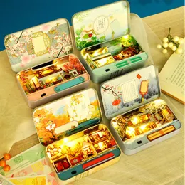 Box Theater Puppenhaus Miniaturspielzeug mit Möbeln DIY Miniatur Puppenhaus LED Licht Spielzeug für Kinder Geburtstagsgeschenk TH5 Y200413286l