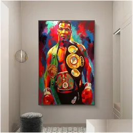 Gemälde Street Graffiti Kunst Poster Wanddekor Malerei Druck Leinwand Boxing Champion Tyson Bild für Kinderzimmer Home Drop Deli Dhxht