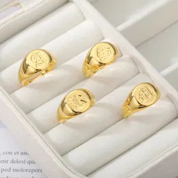Listowe pierścienie początkowe dla kobiet Goth Chunky szeroka stal nierdzewna alfabet alfabet męski Pierścień modna para ślubna biżuteria