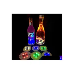 Decorazione per feste Sottobicchieri rotondi colorati Batteria sostituibile Adesivi per bottiglie illuminate a led Adesivo inferiore per tazza di moda Sn1011 Drop Deliv Dhqwn