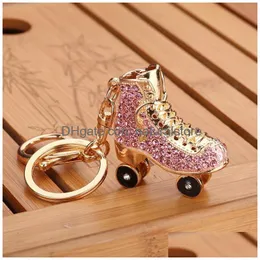Keychains Lanyards Dhs Keyring Bag Charm Pendant Keys Holder Roller Skates Shoe Diamond Keychain Jewelry Key Chain Women Girl Gift Dhlky