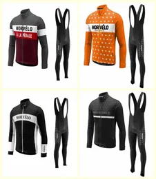 Morvelo Team Mens Cycling mangas largas Pantalones de babero Juego Ropa Ciclismo Clothing Mtb Bike Uniforme Men Clothes S2103031123473651