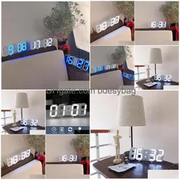 Orologi da tavolo da scrivania Orologio da parete a LED 3D Saat Display allarme digitale 3 livelli di luminosità Orologi Luce notturna Sn Casa Cucina Ufficio Drop Dhjl6