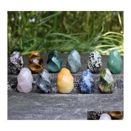 Stone Mini Torch Statue Natural Carved Decoration Quartz Hand Polished Healing Crystal Reiki Trinket Gift Room Ornament Drop Deliver Dhom6