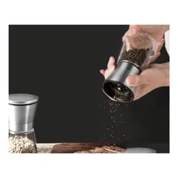 Mills 1Pc Stainless Steel Pepper Grinder Spice Herp Glass Hand Grinding Bottle Kitchen Gadget Worker Inventory Wholesale Drop Delive Dherc