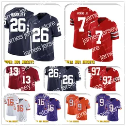 Fotbollstr￶jor NCAA 26 Saquon Barkley 7 Dwayne Haskins Jr Ohio State Buckeyes College Football Jersey 16 Jared Goff 99 Aaron Donald 32 Eric Weddle