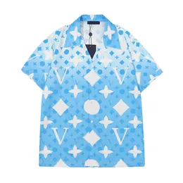 Mäns casual skjortor designer lyxiga herr mode geometriska klassiska tryck svart bowling skjorta hawaii blommor män smal passande kort ärm