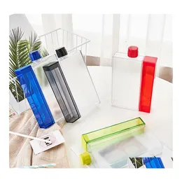Water Bottles Net Red Same A5 Flat Paper Cup A6 Frosted Plastic Student Portable Outdoor Kettle Drop Delivery Home Garden Kitchen Di Oty6B
