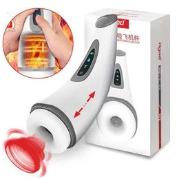 Sex toys massager Sucking Male Automatic Masturbation Horn Cup Heating Vagina Vibrating Machine Blowjob Toys for Men Adults 18