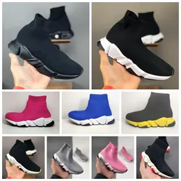 Fashion Boys Girls Sock Kid Casual Baby Shoes Youth Outdoors Sports Sports Sapatos Paris Designer triplos leves respiráveis ​​preto branco clássico rosa verde lento tênis 24-35