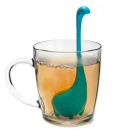 Ferramentas de chá de dinossauros de dinossauros aquáticos Infusor Nessie Teapot Silicone Tea Funil Filter Filter Longe Long Handle Maker para Home O1601455