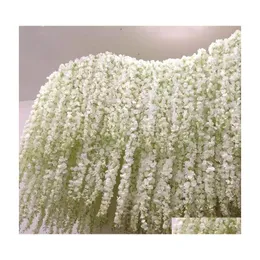 Flores decorativas grinaldas de hidrangea símio rattan festival pendurado wisteria flor string string de casamento arranjo de decoração Drop d dhv2j