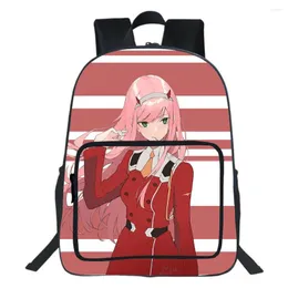 배낭 16 인치 달링에서 Franxx 어린이 가방 학생 책장 십대 십대 배낭 소년 여자 가방 정형 외과 knapsack mochila