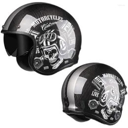 Hełmy motocyklowe 2022 Włókno węglowe Vintage Half Open Face Helmet Motobike Biker Cruiser Scooter Touring Casco Moto