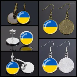 Stud Earrings Esspoc Ukraine Flag Trendy Flags Glass Dome Ukrainian Statement Earings For Women Gift Jewelry Brincos Oorbellens